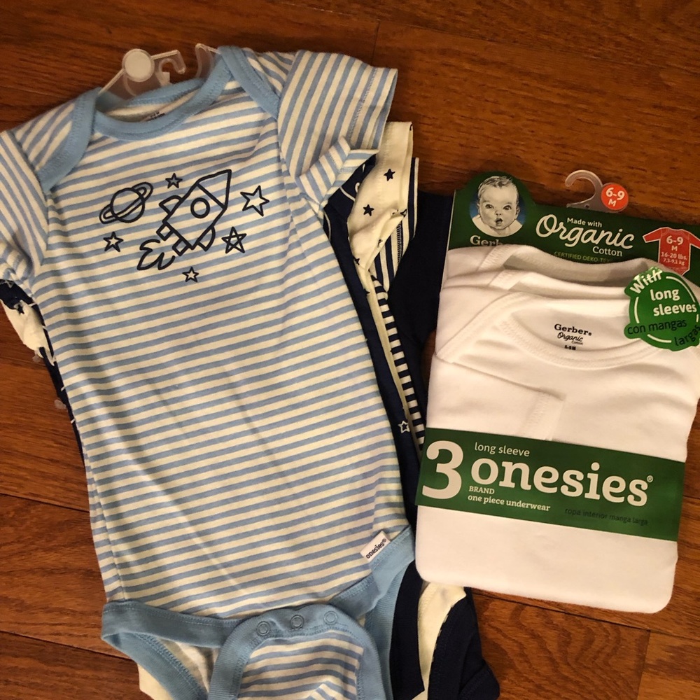 Brand New 6-9 mo Carter’s and Gerber Onesies